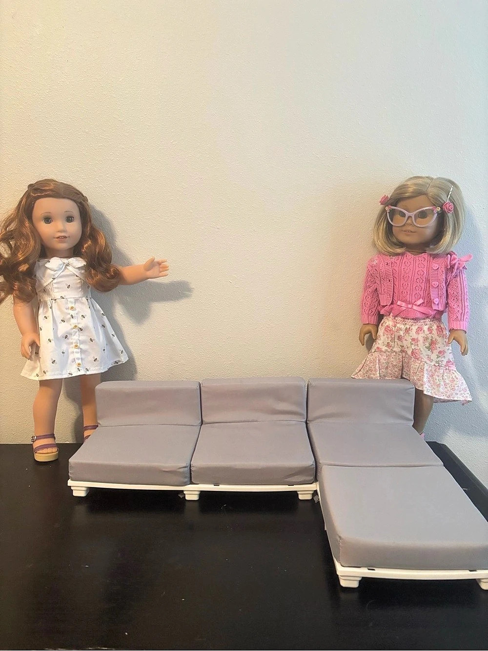 My Life As Living Room Set Sectional Couch Gray Doll Sofa Set with Chaise grey